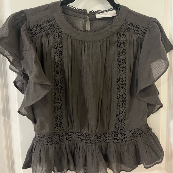 NWOT Mango Ruffled Lace top, Small - Picture 6 of 10